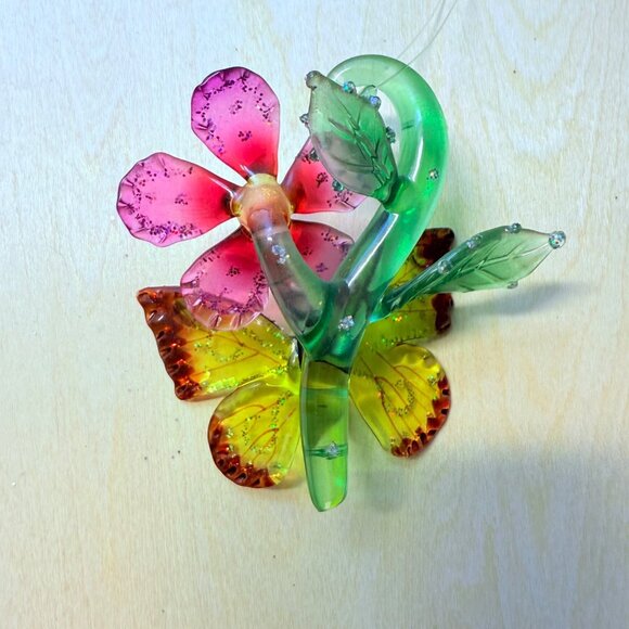 Ashton Drake Butterfly Glass Ornament VTG Collectible Hibiscus Haven Sun Catcher - Picture 3 of 14